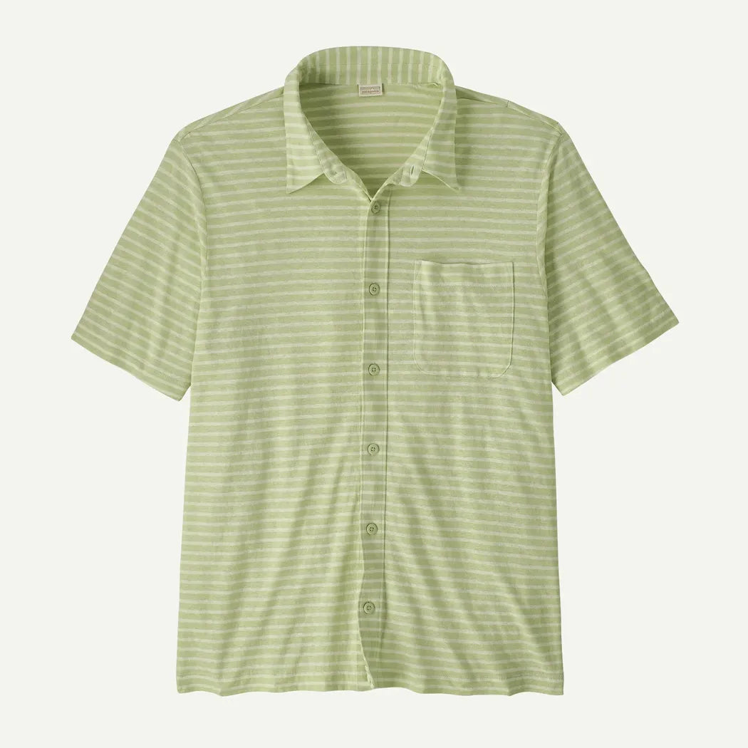 Patagonia Men's Trail Harbor Button Down Knit Shirt-Men's - Clothing - Tops-Patagonia-Steps: Lichen Green-M-Appalachian Outfitters