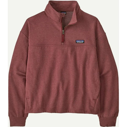 A front view of the Patagonia Women's Ahnya P/O in Basin Green showing the half-zip and logo on a plain background.