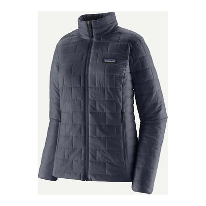 A front view of the Patagonia Women's Nano Puff Jacket in Black against a white background.