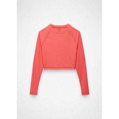 A front view of the Prana Sample - Women's Baja Bound Rashguard in Guava Pop against a white background.