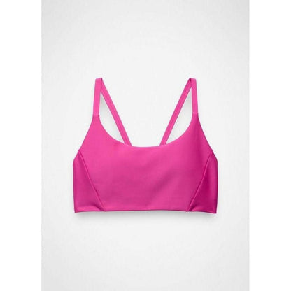 A front view of the Prana Sample - Women's PrAna Sculpt Scoop Bra in Berry Beam against a white background.