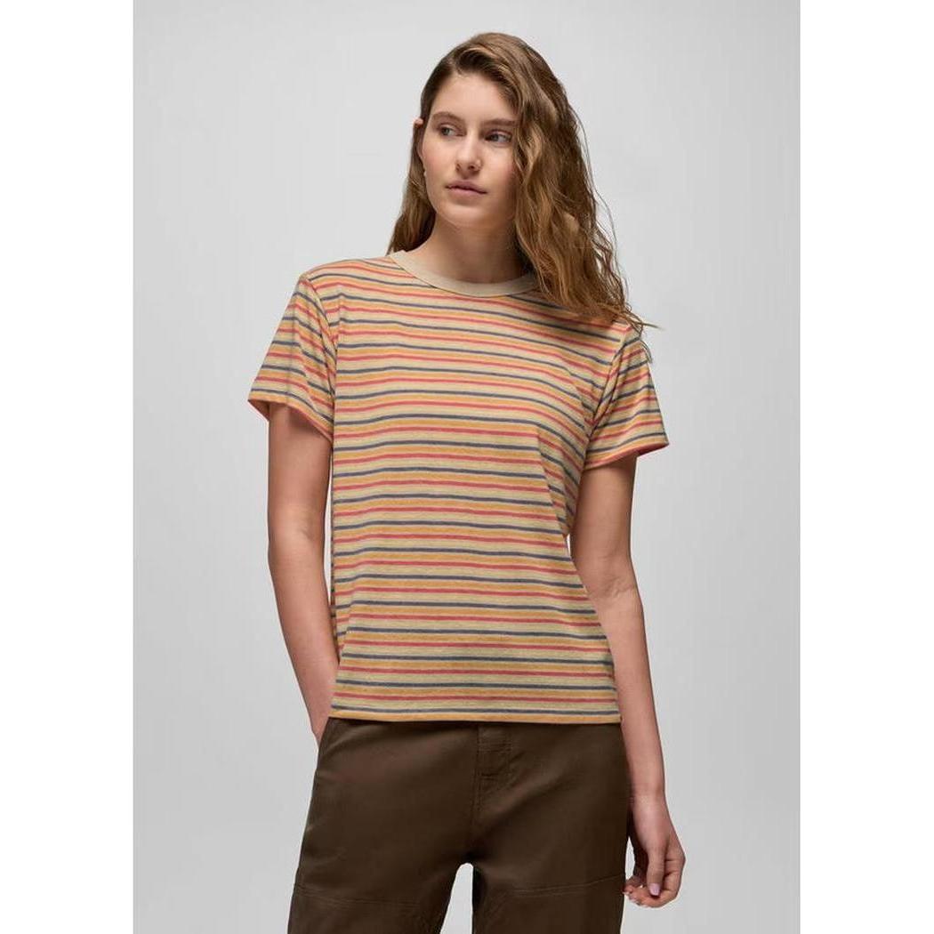 Prana Women's Cozy Up Short Sleeve Crew-Women's - Clothing - Tops-Vanilla Bean Stripe-S-Appalachian Outfitters