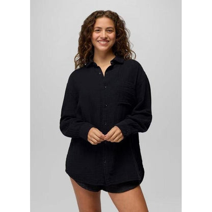 Prana Women's Hideaways Button Down Top-Women's - Clothing - Tops-Black-S-Appalachian Outfitters