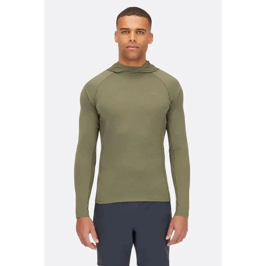 A front view of the Rab Men's Sonic Hoody in Light Khaki on a model against a plain white background.