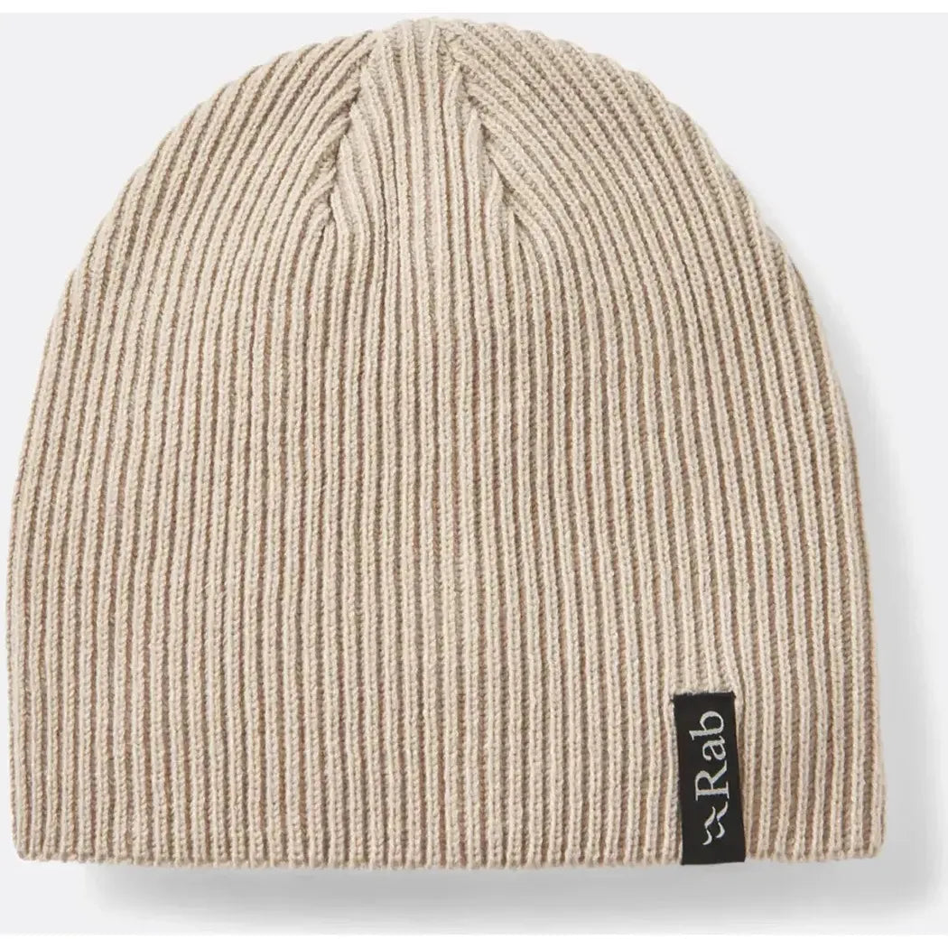 A front view of the Rab Perimeter Beanie in Black with a black tag on the bottom right.