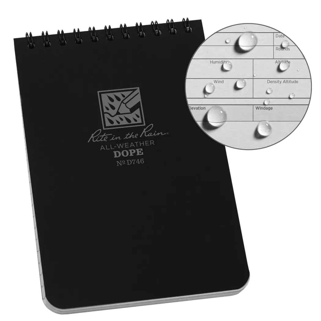 Rite in the Rain Dope Logbook - Top Spiral 4x6-Camping - Accessories - Books-Notebooks-Rite in the Rain-Black-Appalachian Outfitters