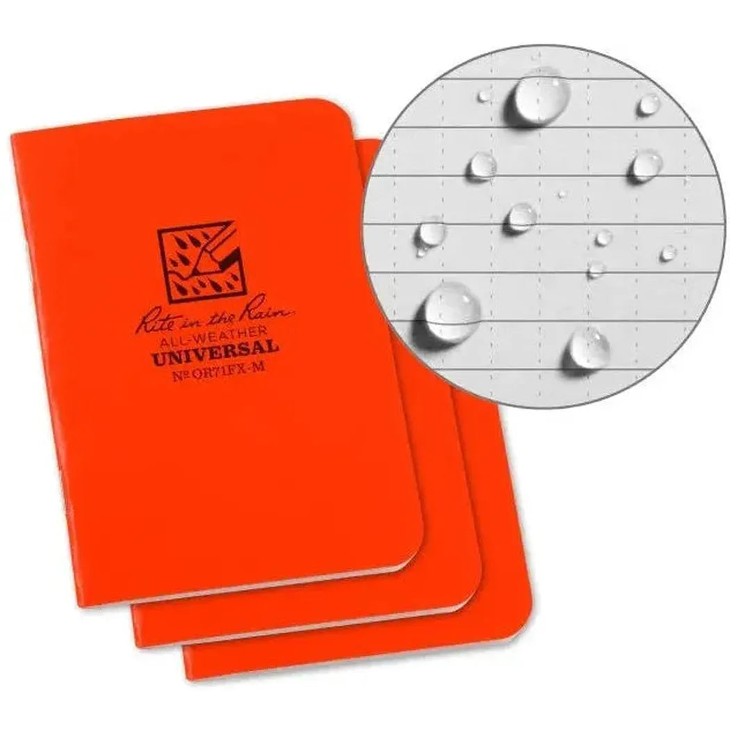 Rite in the Rain Rite in the Rain Notebook, 3.25" x 4.625" Cover 3 PK-Camping - Accessories - Books-Notebooks-Rite in the Rain-Orange-Appalachian Outfitters