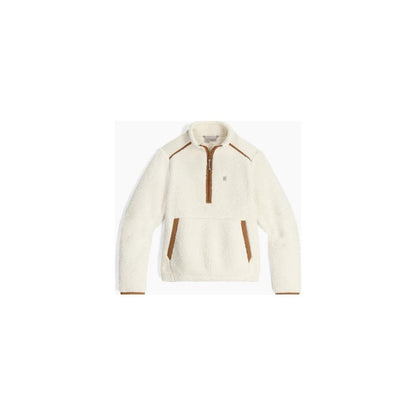 A front view of the Royal Robbins Women's Palisades 1/2 Zip in Chalk showing the half-zip and chest pocket against a white background.
