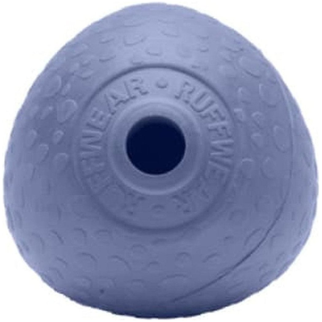 A top-down view of the Ruffwear Huckama ball in Campfire Orange showing the textured surface and central hole.