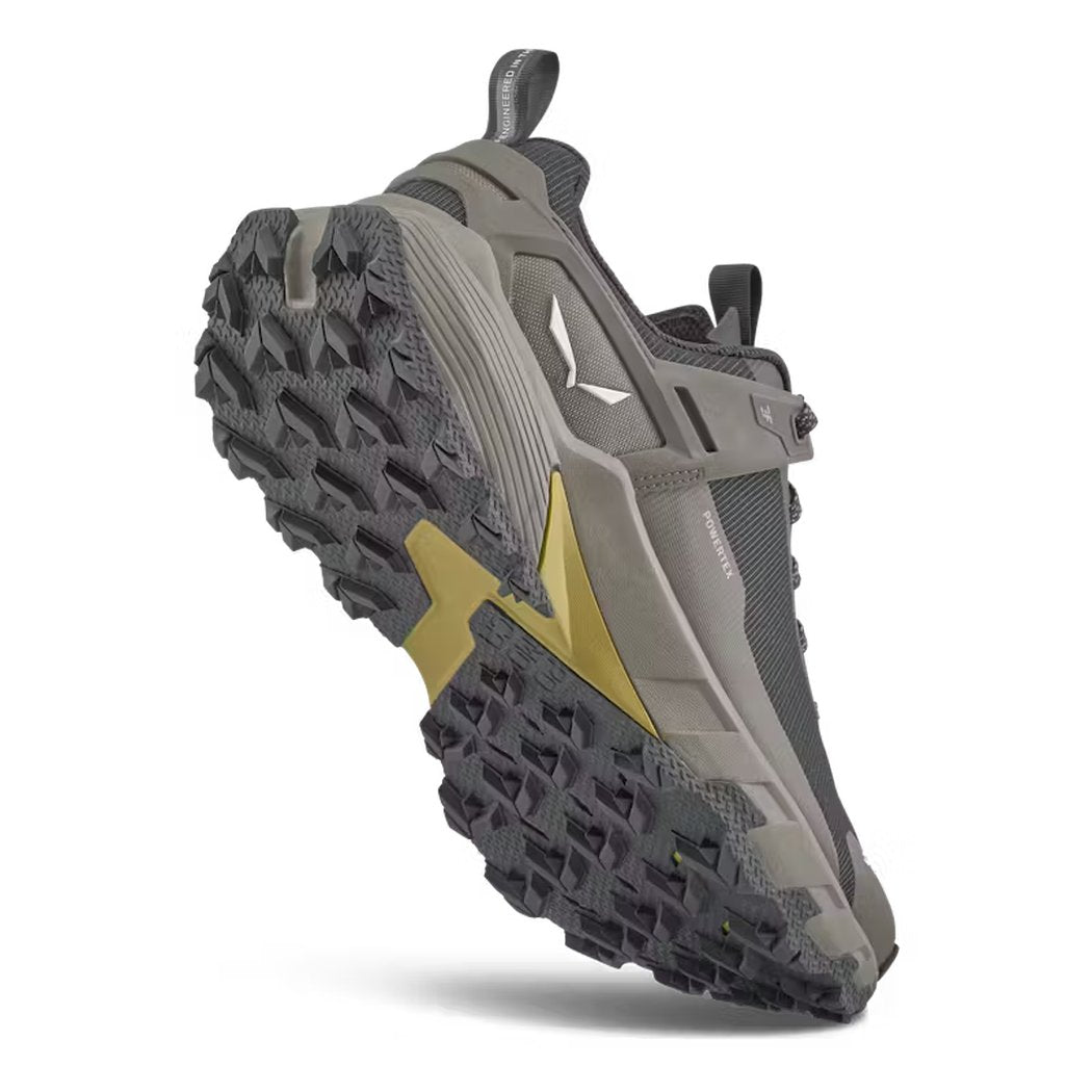 Side view of the Salewa Men's Pedroc 2 PTX in Black Out/Bungee Cord showing the lugged outsole against a white background.