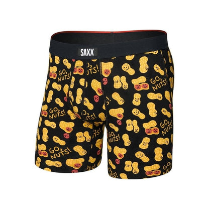 SAXX Vibe Xtra Soft Comfort Boxer Brief Fly - 6"-Men's - Clothing - Underwear-Go Nuts/Black-S-Appalachian Outfitters