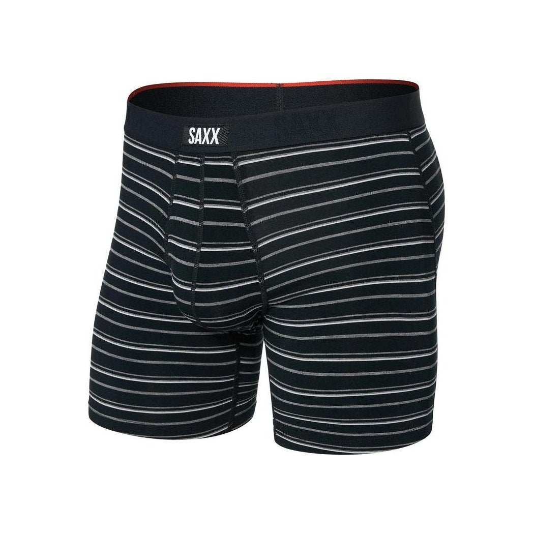 SAXX Vibe Xtra Soft Comfort Boxer Brief Fly - 6"-Men's - Clothing - Underwear-Black Coast Stripe-M-Appalachian Outfitters