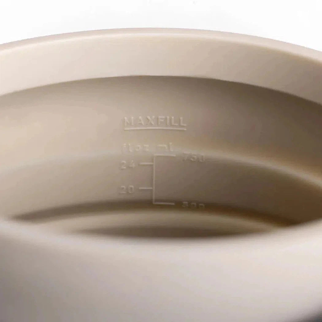 Close up of the Sea To Summit Frontier UL Collapsible Kettle showing the max fill measurement markings.