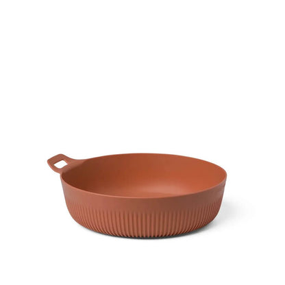A side view of the Sea To Summit Horizon Bowl - L in Bombay color showing the ribbed base and handle against a white background.
