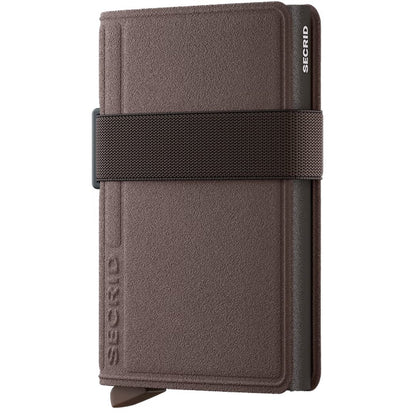 A front view of the SECRID Band Wallet LIBA in Black/Olive showing the elastic band closure and embossed brand name.