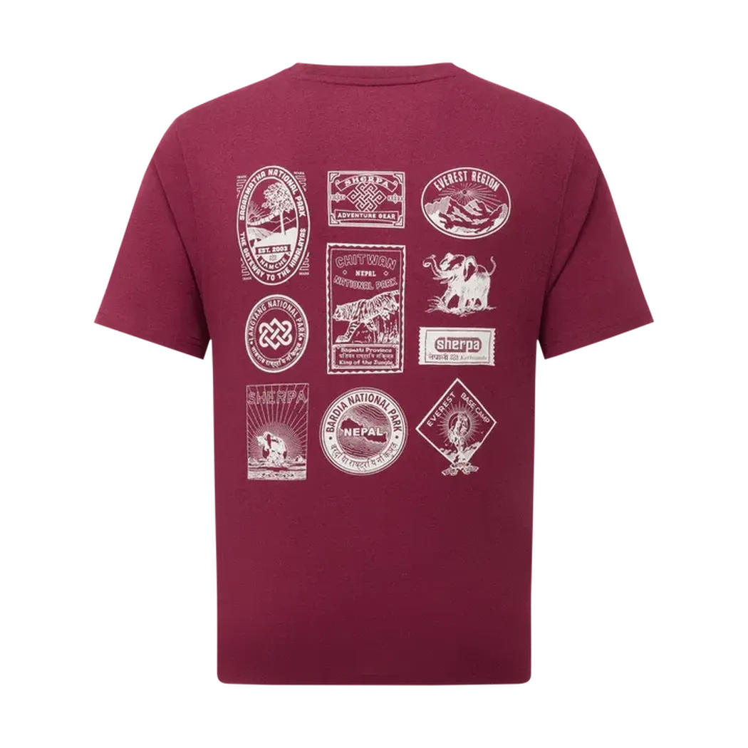 Sherpa Adventure Gear Men's Jutnu Badge Tee-Men's - Clothing - Tops-Sherpa Adventure Gear-Wine-M-Appalachian Outfitters
