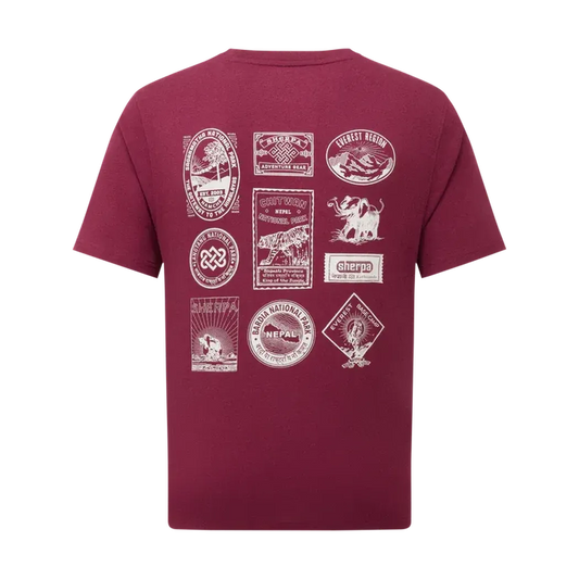 Sherpa Adventure Gear Men's Jutnu Badge Tee-Men's - Clothing - Tops-Sherpa Adventure Gear-Wine-M-Appalachian Outfitters