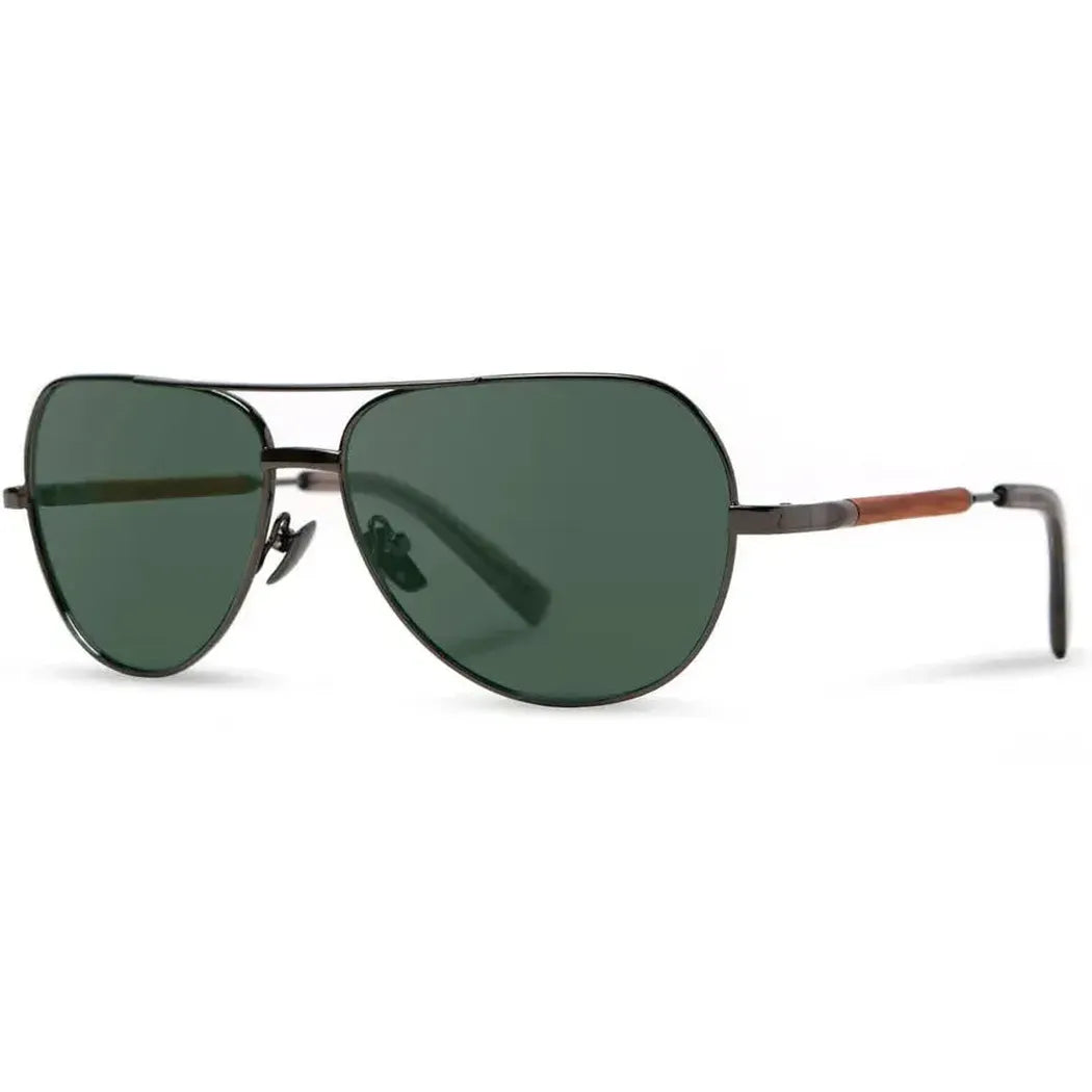 Shwood Handcrafted Redmond-Accessories - Eyewear - Sunglasses-Shwood Handcrafted-Black Chrome // Mahogany-G15 Polarized-Appalachian Outfitters