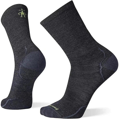 Side view of the Smartwool Everyday Anchor Line Crew Socks in Charcoal showing the reinforced heel and toe against a white background.
