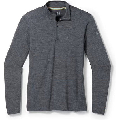 A front view of the Smartwool Men's Classic All-Season Merino Base Layer 1/4 Zip in Iron Heather with a half-zip and long sleeves.