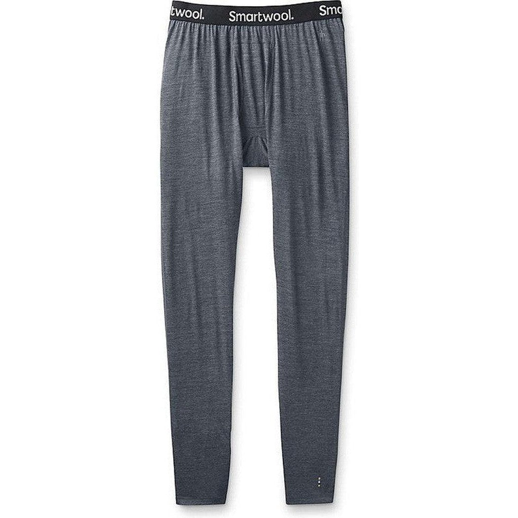 Charcoal Smartwool men's classic all-season merino base layer bottom shown from the front on a white background.