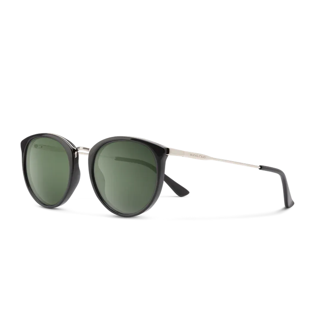 Suncloud Dana-Accessories - Eyewear - Sunglasses-Suncloud-Black-Polarized Gray Green-Appalachian Outfitters