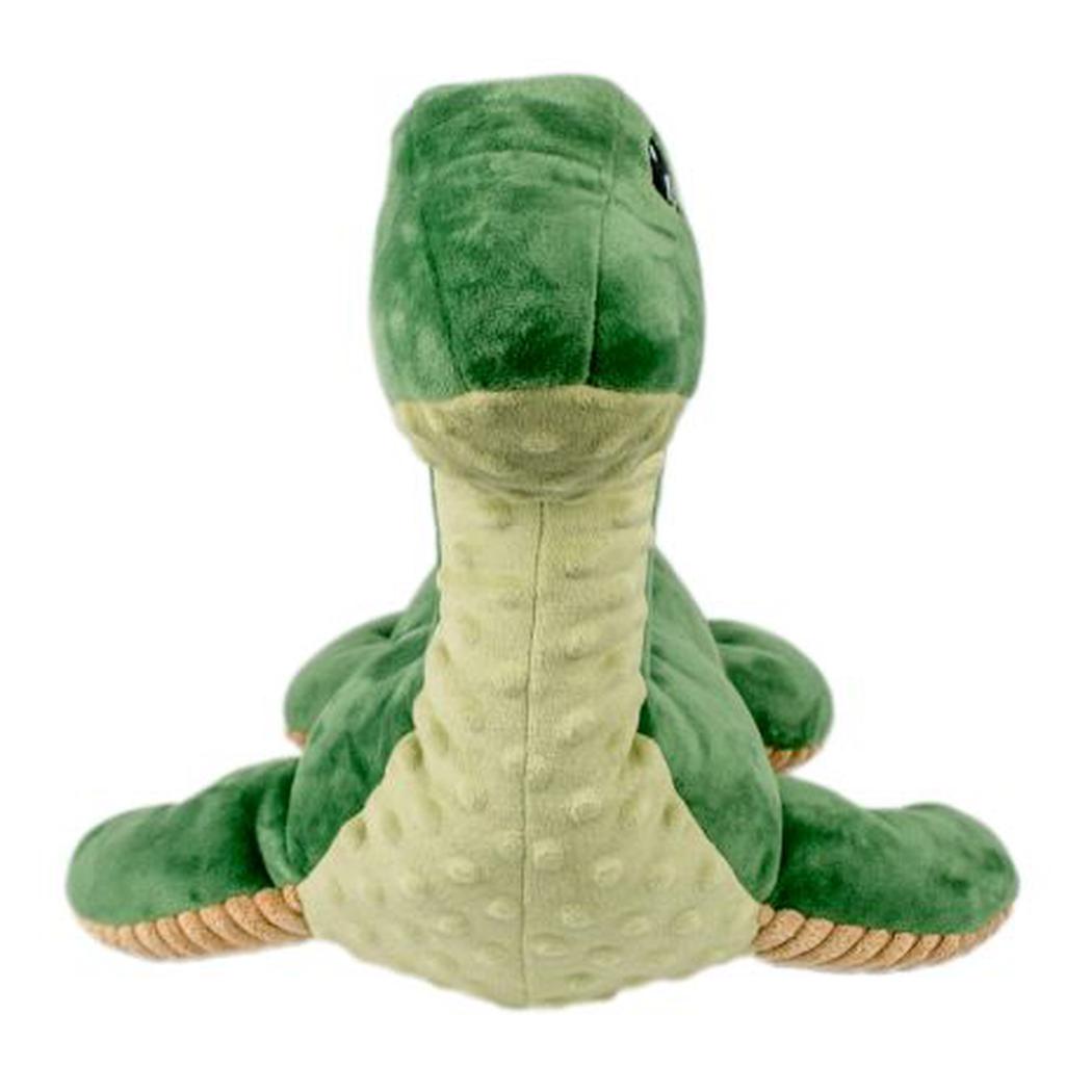 A front view of the Tall Tails Plush Nessie SqueakCrinkle / Inner Rope Toy - 13' with a white background.
