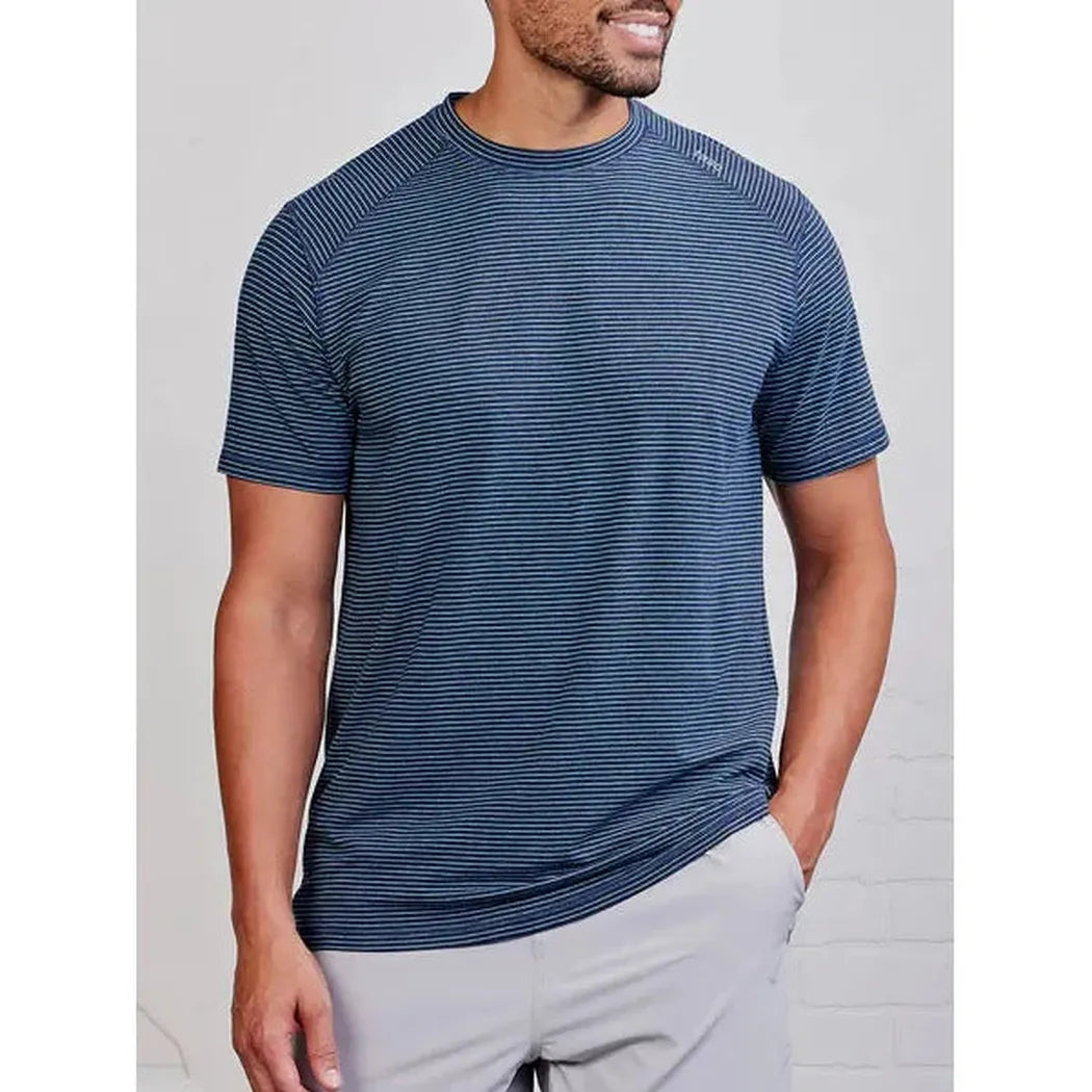 Tasc Men's Carrollton T-Mini Stripe-Men's - Clothing - Tops-Tasc-Classic Navy Heather/Tropical Blue-M-Appalachian Outfitters