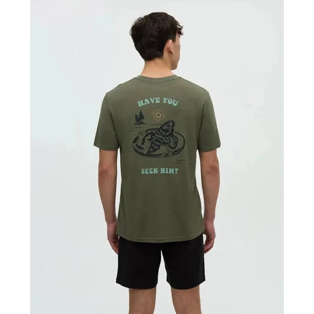 Tentree Men's Have You Seen Him Floatie T-Shirt-Men's - Clothing - Tops-Deep Olive Heather Midnight Blue-M-Appalachian Outfitters