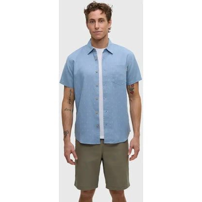 Tentree Men's Small Tree Mancos Shirt-Men's - Clothing - Tops-Tentree-Lake Blue Small Tree-M-Appalachian Outfitters