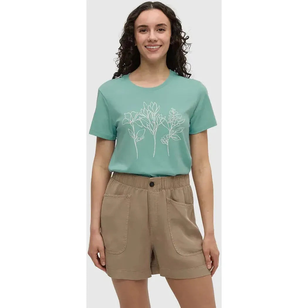 Tentree Women's Cummer Flora T-Shirt-Women's - Clothing - Tops-Tentree-Turquoise Sky Vintage White-S-Appalachian Outfitters