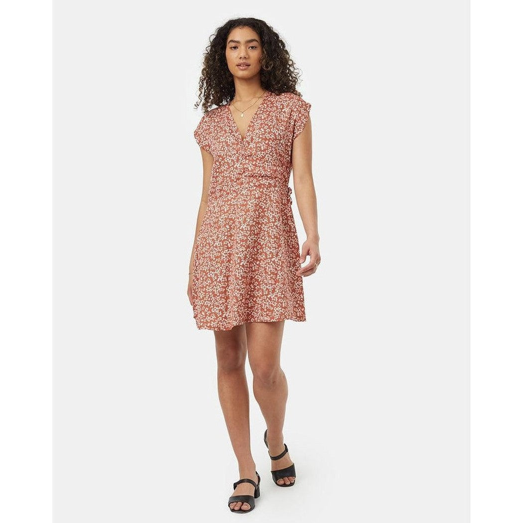 Women's Woven Wrap Dress-Women's - Clothing - Dresses-Tentree-Baked Clay Floral-S-Appalachian Outfitters
