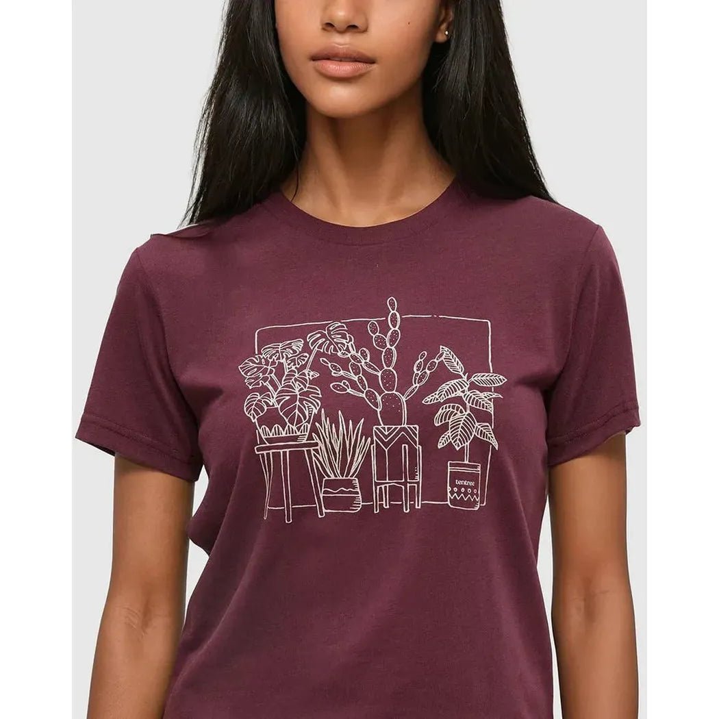 Tentree Women's Plant T-Shirt-Women's - Clothing - Tops-Deep Burgundy Warm Oak-S-Appalachian Outfitters
