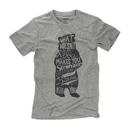 A front view of the Smoke Grey The Landmark Project Bear Tee showing the bear graphic and text against a white background.