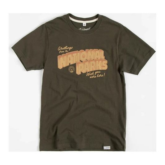 The Landmark Project Greetings From the National Parks Unisex Short Sleeve Tee-Unisex - Clothing - Tops-Dark Oak-S-Appalachian Outfitters