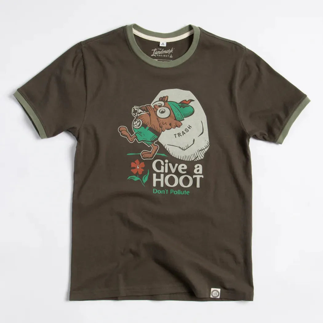 The Landmark Project Give a Hoot, Don't Pollute-Unisex - Clothing - Tops-The Landmark Project-Olive/Dark Oak-XS-Appalachian Outfitters