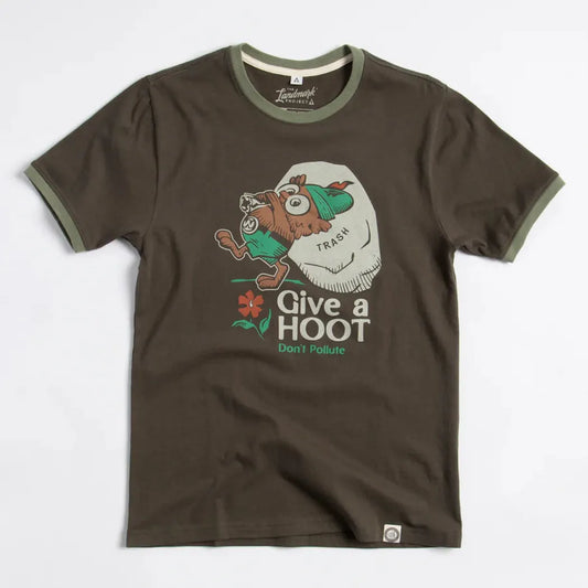 The Landmark Project Give a Hoot, Don't Pollute-Unisex - Clothing - Tops-The Landmark Project-Olive/Dark Oak-XS-Appalachian Outfitters