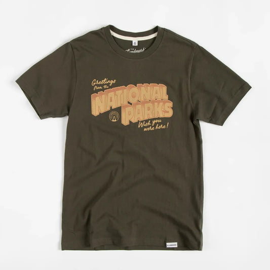 The Landmark Project Greetings From the National Parks Unisex Short Sleeve Tee-Unisex - Clothing - Tops-The Landmark Project-Dark Oak-S-Appalachian Outfitters