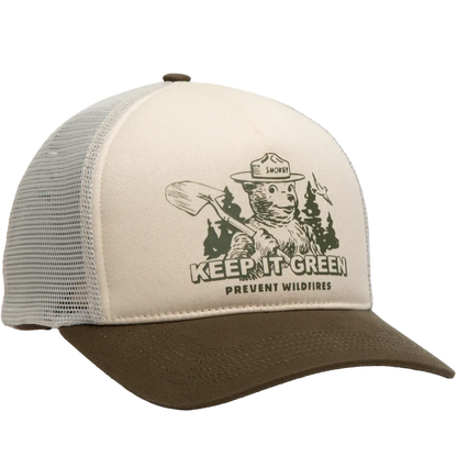 The Landmark Project Keep It Green 5-Panel Trucker Hat-Accessories - Hats - Unisex-The Landmark Project-Sand/Vine-Appalachian Outfitters