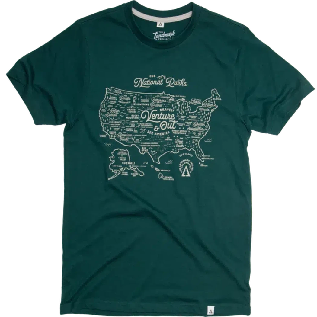 The Landmark Project NPS Map Tee-Unisex - Clothing - Tops-The Landmark Project-Spruce-S-Appalachian Outfitters
