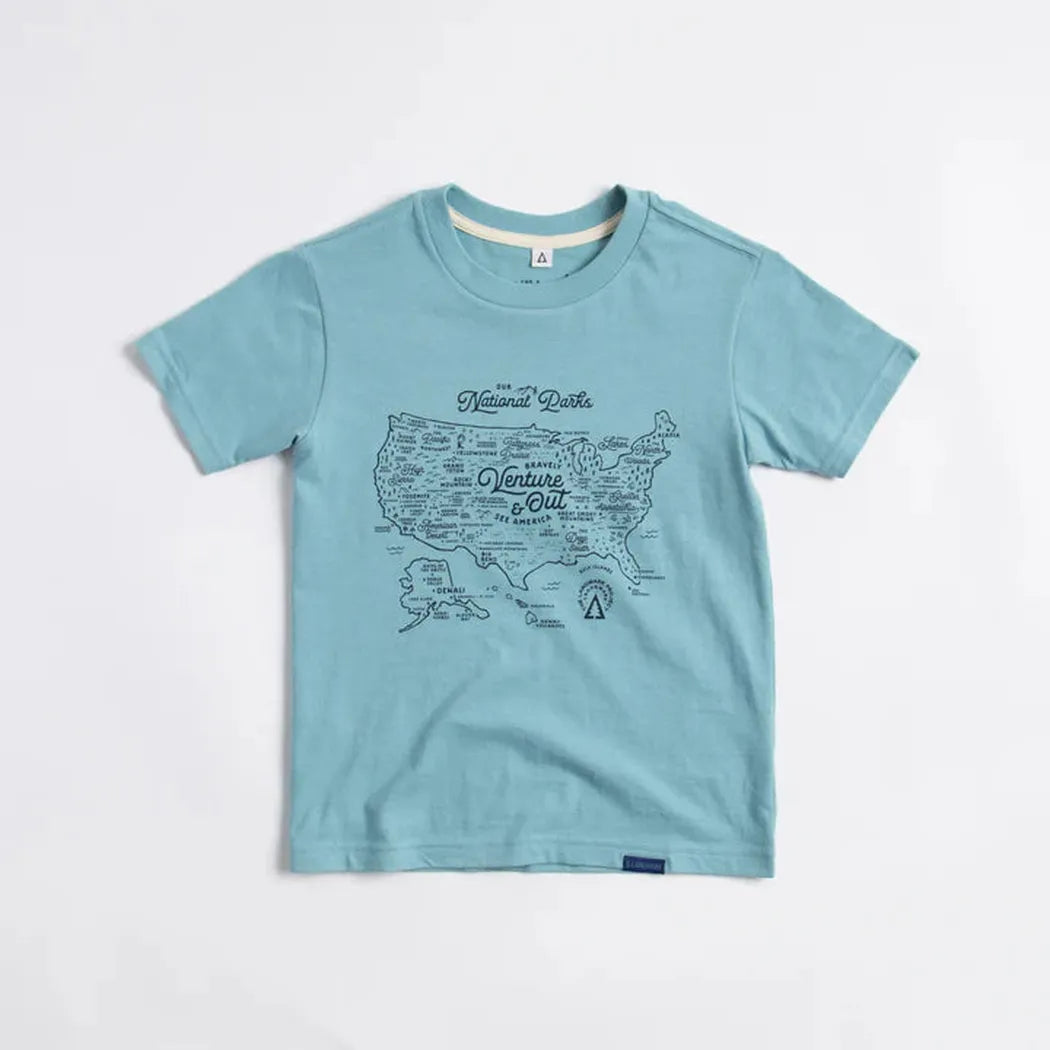 The Landmark Project NPS Map Youth Tee-Kids - Clothing-The Landmark Project-Glacier Blue-S-Appalachian Outfitters