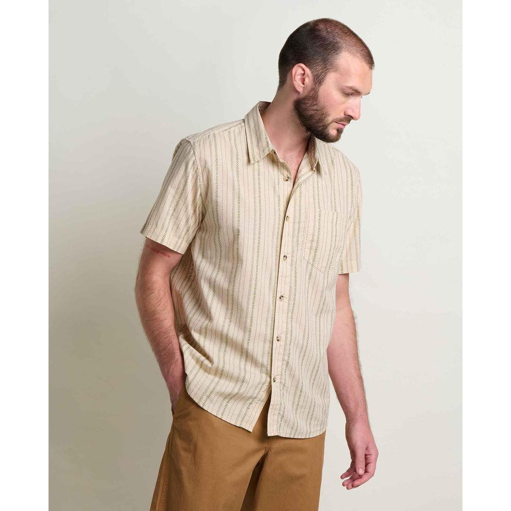 Toad & Co Men's Fletch Short Sleeve Shirt-Men's - Clothing - Tops-Toad & Co-Salt Vertical Print-M-Appalachian Outfitters