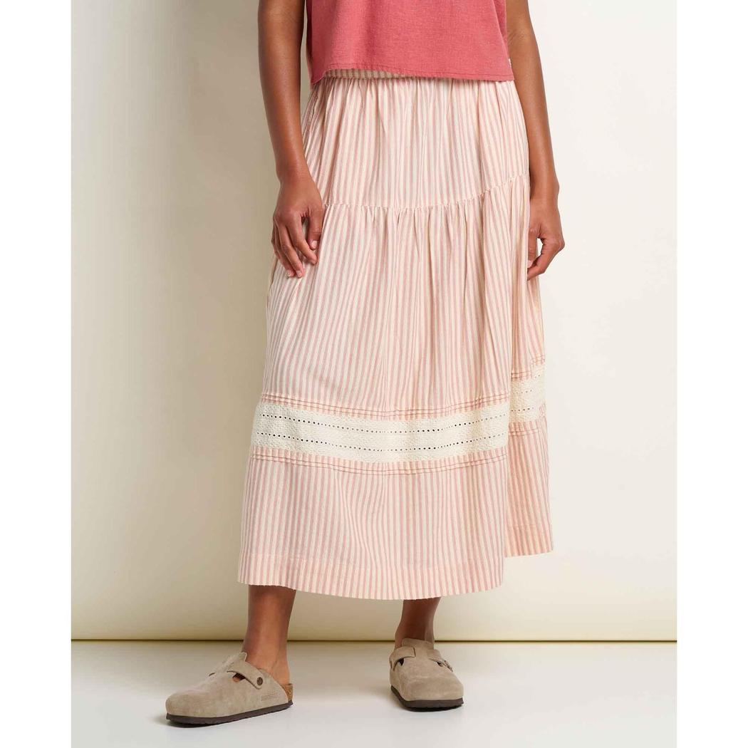 Toad & Co Women's Airscape Midi Skirt-Women's - Clothing - Tops-Toad & Co-Dusty Cedar Stripe Dobby-S-Appalachian Outfitters