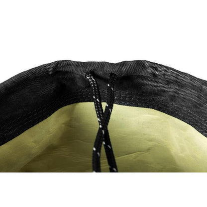 The Ursack Allmitey Grizzly food storage bag shows its black drawstring closure and yellow interior against a white background.