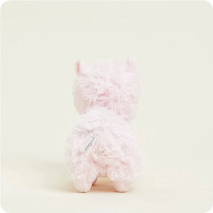 Back view of the Warmies Pink Llama Junior plush toy against a plain white background.