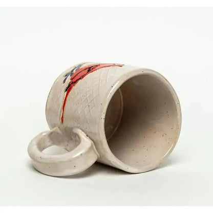 White Squirrel Clayworks Cardinal Design Handmade, in Ohio, Ceramic White 10oz-Camping - Cooking - Dishware-Appalachian Outfitters