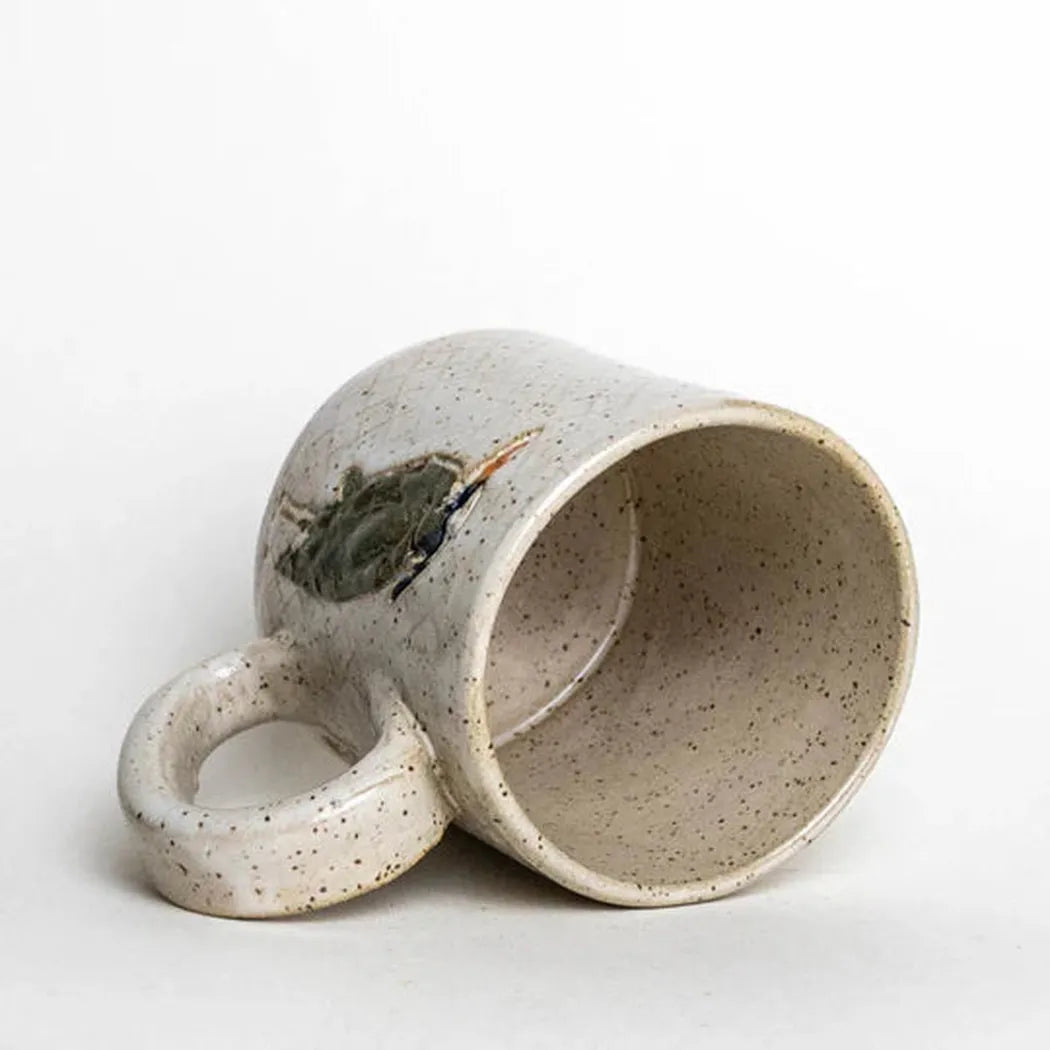 White Squirrel Clayworks Blue Heron Design Handmade, in Ohio, Ceramic White 10oz-Camping - Cooking - Dishware-White Squirrel Clayworks-Appalachian Outfitters