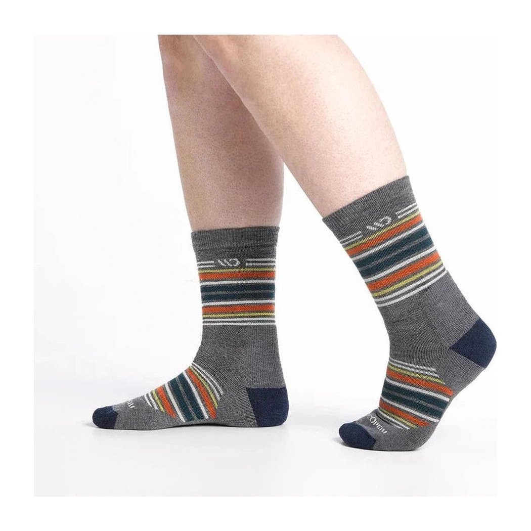 Wide Open Men's Multi Stripe Midweight Micro Crew Sock-Accessories - Socks - Men's-Gray-L-Appalachian Outfitters