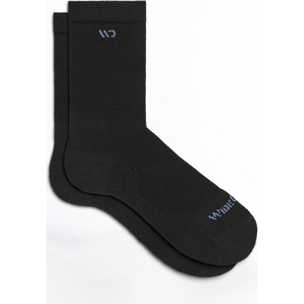 Black Wide Open Women's Solid Cushioned Crew Socks stacked against a white background.